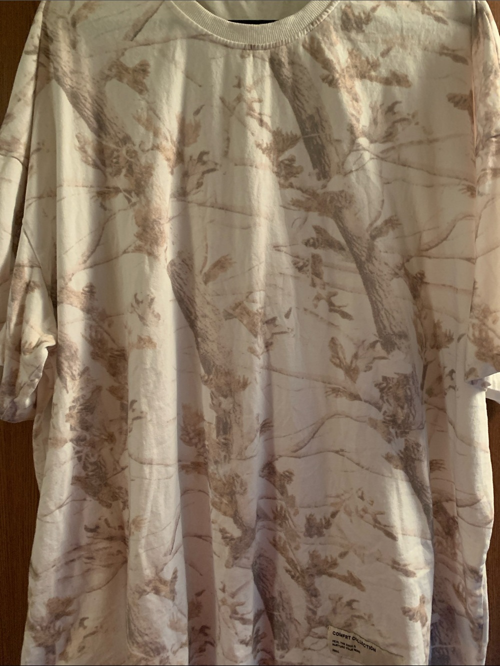 Comfrt Casual Beige Marble-Print Short Sleeve Shirt Size 2XL